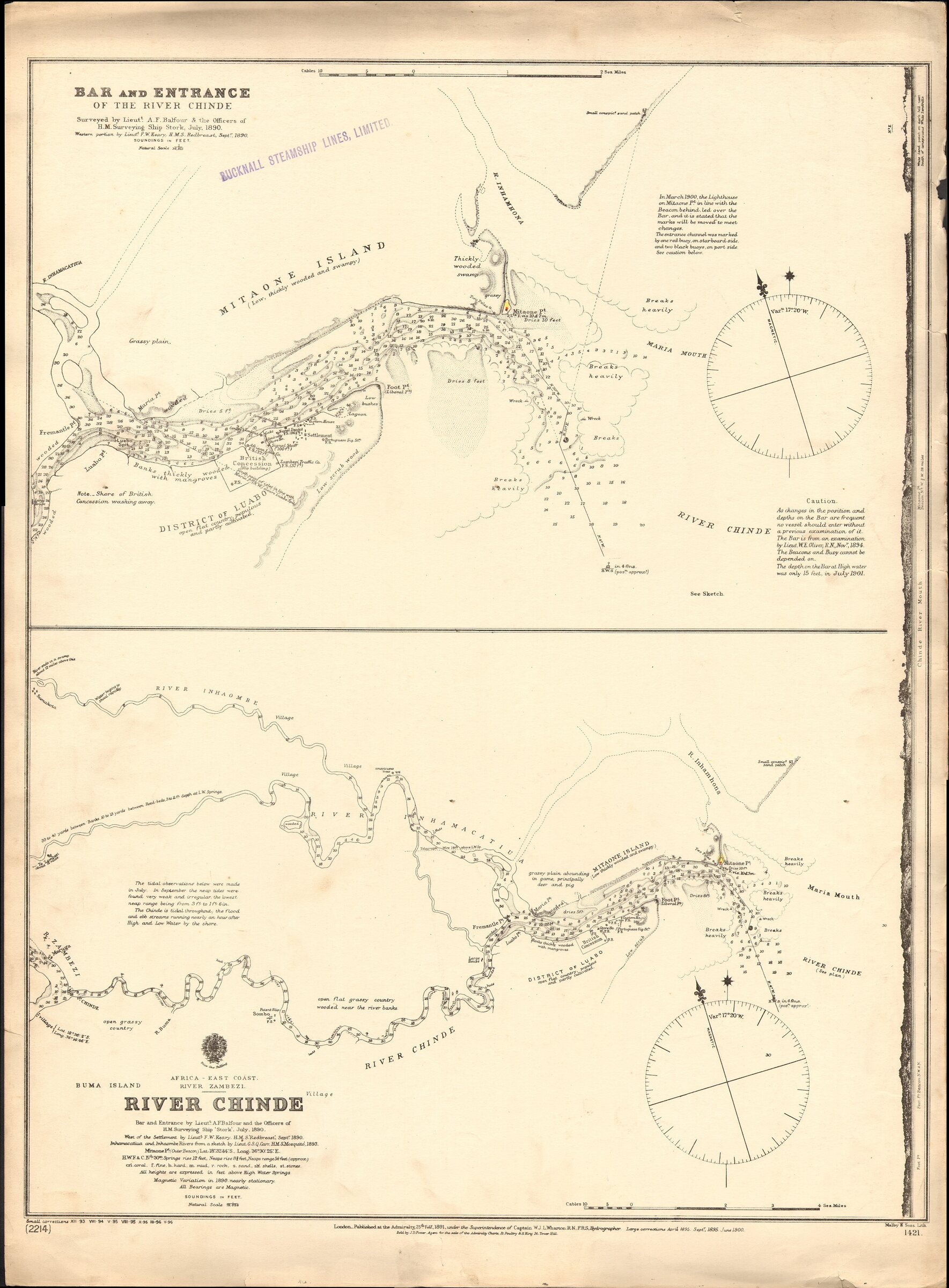 Admiralty Chart No. 1421 — River Chinde